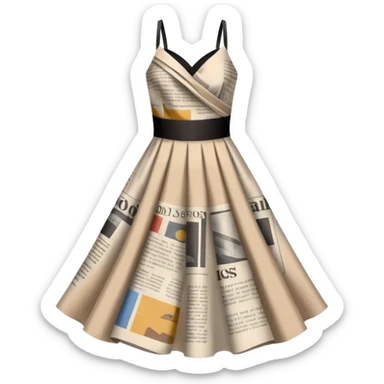 newspaper-print silk dress sticker
