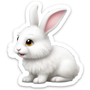 cute hairy little white bunny sticker