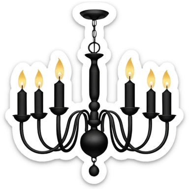 Simple minimalistic black Ceiling chandelier with white candles sticker