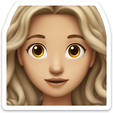 white beautiful girl with brown wavy long hair and brown eyes wearing necklace sticker