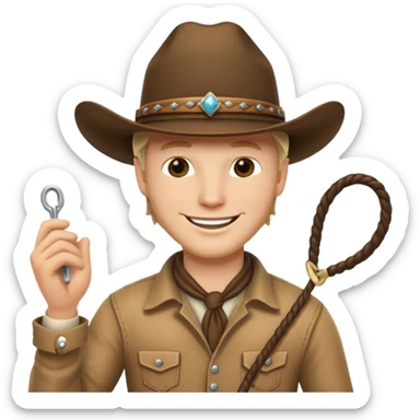 Give this emoji 🤠 a whip make it a white guy  sticker