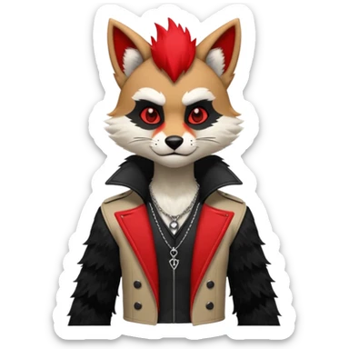 Anthropomorphic Anthro Furry punky gothic black white and red badass cool stylish handsome smexy Animal-furry-fursona sticker