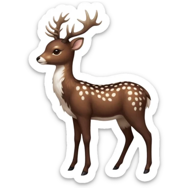 Colorful dark realistic chocolate-brown tropical beige fur glorious divine exotic cute cool beautiful shiny beautiful fantasy-Furret-Eevee-caracal-civet-genet-sergal-vernid-Cacomistle-oncilla-animal-Fakémon-hybrid-fursona with white deer-spots pattern markings (full body) sticker