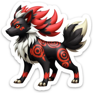Shiny Gothic Exotic Punk’ish Cool Colorful Epic Futuristic Houndoom-Arcanine-Zorua-Torracat-Pokémon-Fakémon-hybrid-creature sticker