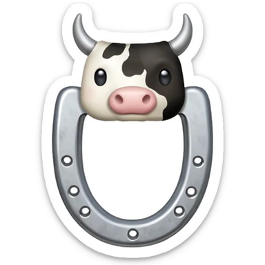 Cow print pattern horseshoe sticker