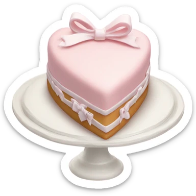 Pastel pink heart shaped cake with fancy white icing and bows sticker