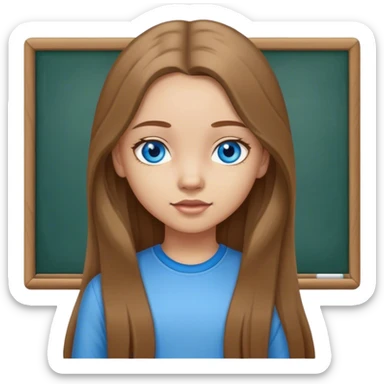 Mädchen jung, braune Haare und blaue Augen, ganzer Körper lange hose, Schule sticker