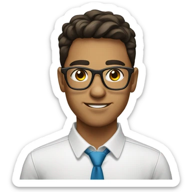 young man of about 20 years old, networker and trader with glasses stand sticker