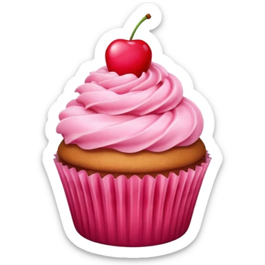 cupcake with pink icing and cherry on top sticker