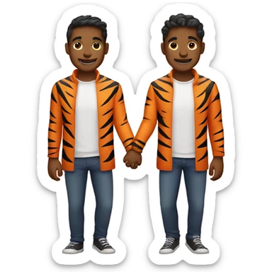 two gay male tigers holding hands sticker