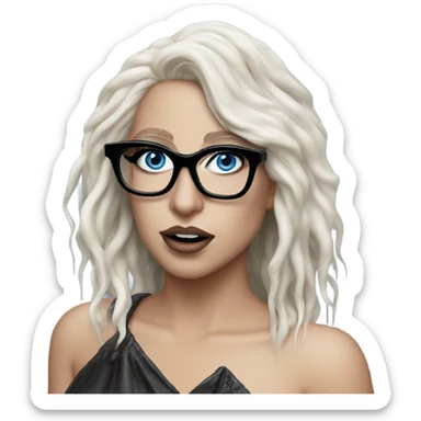 Hyper Realistic lady gaga rain on me blue eyes black glasses  sticker