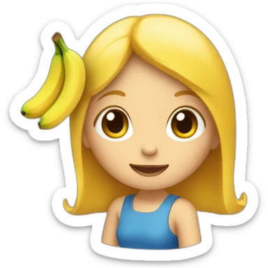 Une fille chatin avec une banane sticker