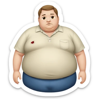 Hombre nerd obeso mórbido con la barriga saliendo de la camisa sticker