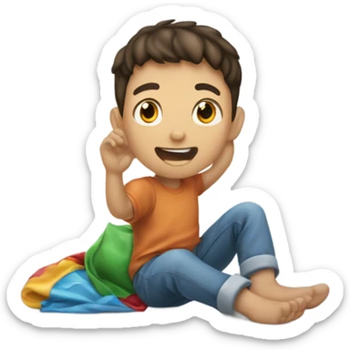 un niño jugando con una matraca  sticker