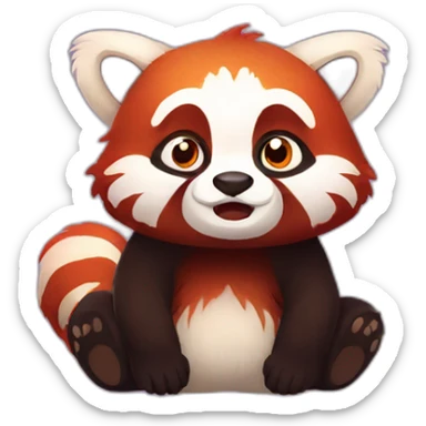 Fluffy red panda scared afraid sticker