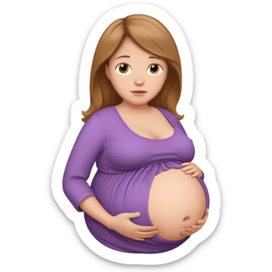 very heavily pregnant overdue woman with very large belly sticker