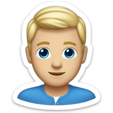 male, blue eyes, short blonde hair, blue collared shirt sticker