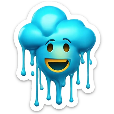 Glowing Cyan blue paint splash splatter drip sticker