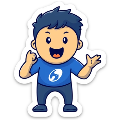 screaming IT guy wearing an Atlassian Jira t-shirt, cartoonish sticker sticker