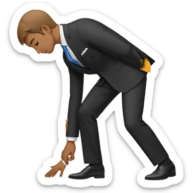 Men formally dressed and bowing to indicate having served already sticker