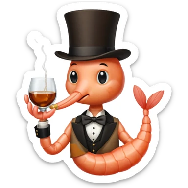 A SHRIMP DRINKING BOURBON, CLASSY sticker