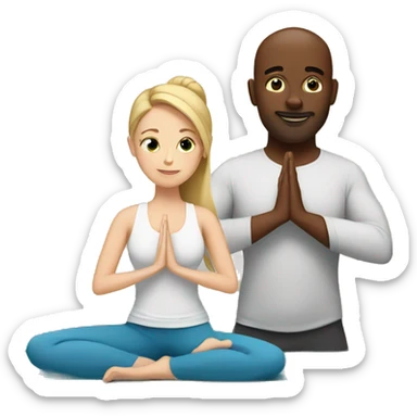 white man and white woman doing yoga sticker