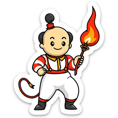 vintage circus artist with a fire whip sticker