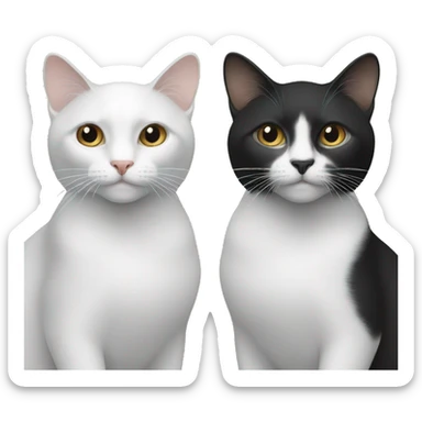 2 cats white and black: one is more white and the other is more black  sticker