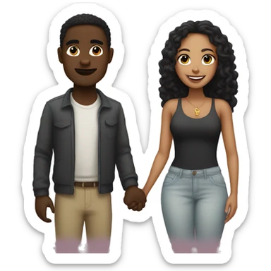 Light skin man with a dark skin woman in love  sticker