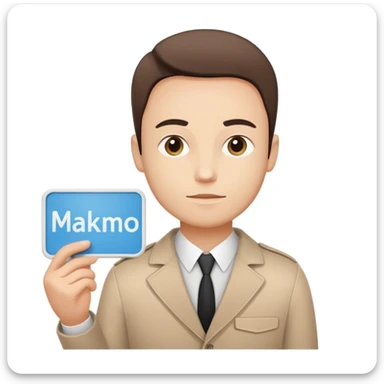 a minimalist person holding a sign with the text 'максм чмо', clean lines, light background, modern messenger art style, Telegram style sticker