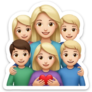 woman with 5 children sticker