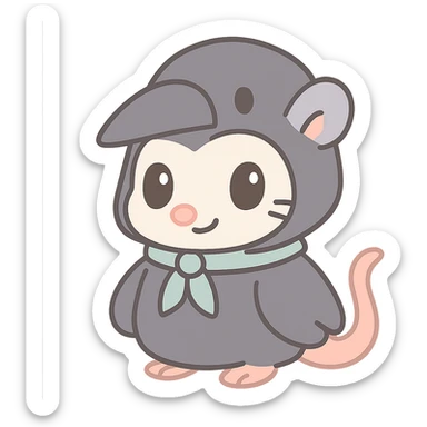 cute cartoon possum dressed up like a crow sticker