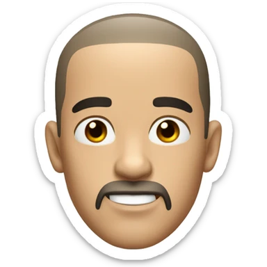 White man with buzz cut with black goatee beard with a broad head and slim face with big lips and flared up nose and ears pointing outwards sticker