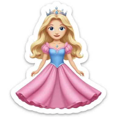 Glinda the Good Witch from the Wizard of Oz with light skin, blue eyes, blonde long hair, pink outfit sticker