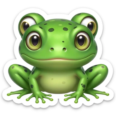 simple kawaii frog whole body, very simple dot eyes, vey big pupils sticker