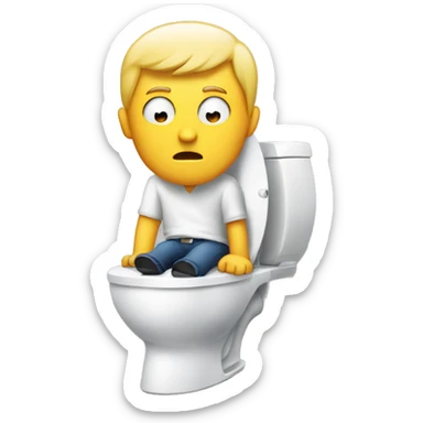 Man coming out of a toilet with only his head showing  sticker