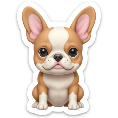 Fawn pied Frenchie dog in soft pastel colors, claymation style with matte plasticine texture and visible fingerprints sticker