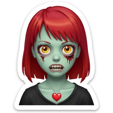 zombie girl with red hair and bangs emoji sticker