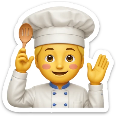 a regular yellow emoji with a chef hat saluting sticker