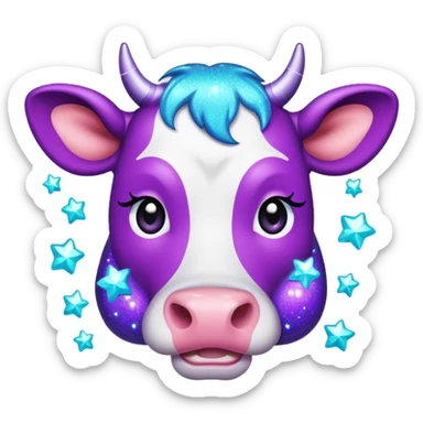 glitter purple and cian vaca sticker
