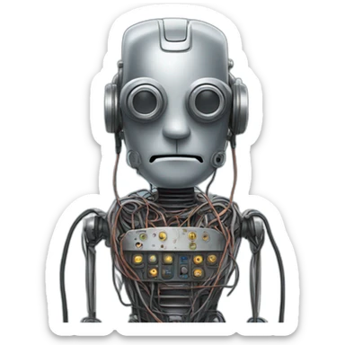 metal robot grandad with wires sticker