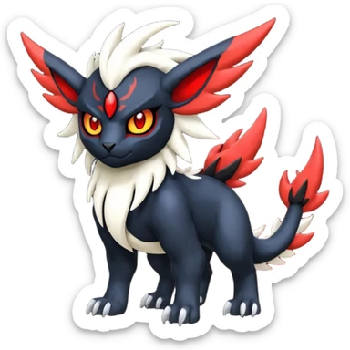 Handsome cool badass edgy Absol-Litten-Guilmon-Giratina-Yveltal-Pokémon-Fakémon-fusion-hybrid-creature sticker