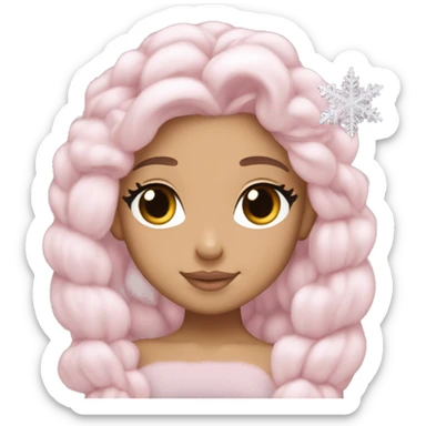 Ariana Grande sleeping light pink hair holding a snowflake sticker