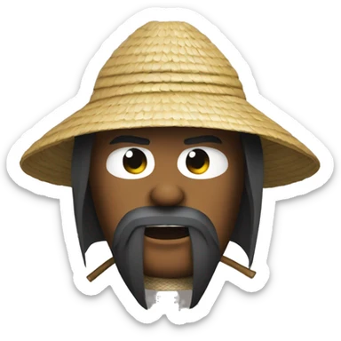 Samurai with straw hat afraid sticker