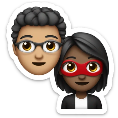 Um bobo da corte vemelho e preto com uma máscara minimalista branca com dois cortes vermelho nos olhos e uma boca aberta sorrindo vazia  sticker