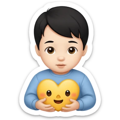 black hair infant 1year old sticker