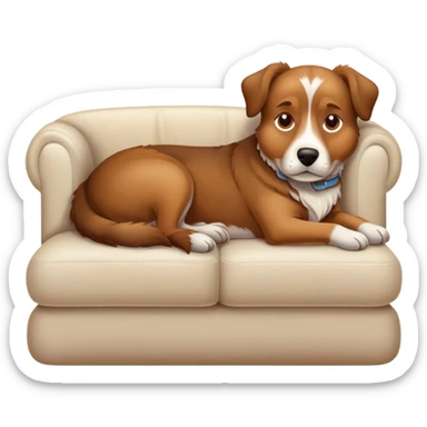 tired dog lying on a sofa sticker