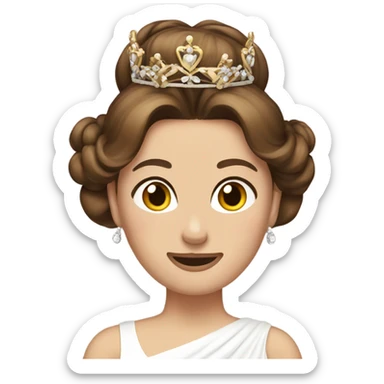 Emily Waltham with brown bun hair with 
bridal crown sticker