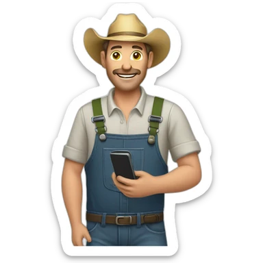farmer with smartphone sticker