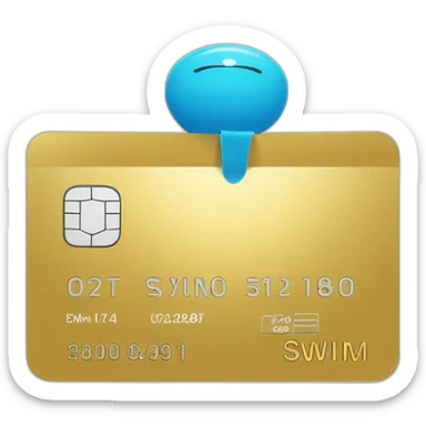 gold sport membership card for swimming club named ESWIM sticker